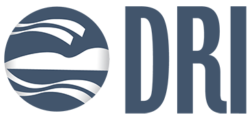DRI logo with a blue sphere and white lines indicating earth, air, and water. 